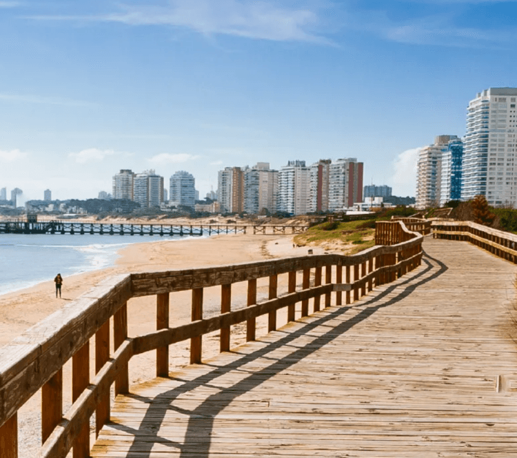 Vista de la playa de Punta del Este con edificios de fondo