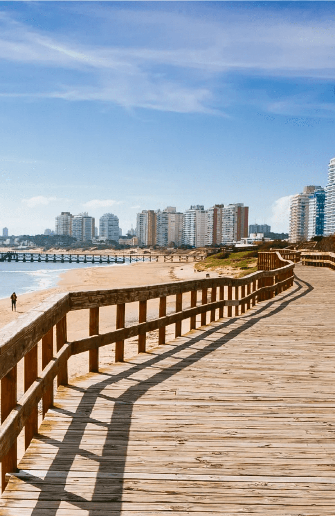 Vista de la playa de Punta del Este con edificios de fondo